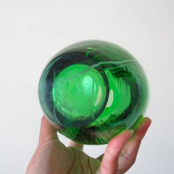VINTAGE Pier One Imports Green Artisan Glass Bloom Vase Flower Bud Vase So Chic! - Picture 8 of 9